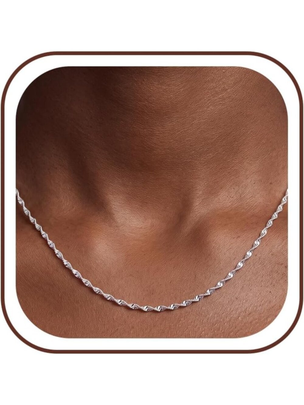 925 Sterling Silver Wave Chain Necklace for Women - Elegant, Dainty Jewelry Gift